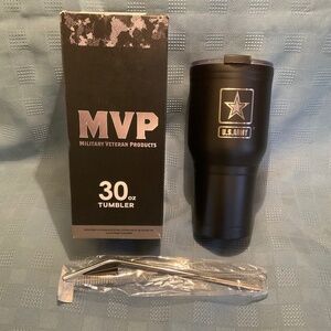 United States Army Stainless Steel 30.oz Tumbler Cup Black w Straw & Lid